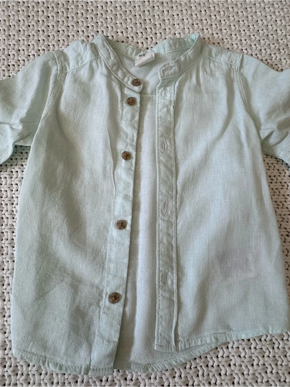 H&M Mint Green Top and Beige Pants Kids Matching Set